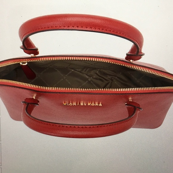 Leather Dome Satchel w/Shoulder Strap, Scarlet, Michael Kors size Large - Picture 10 of 16